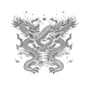 dragon, shrine on a mountain  tattoo design idea