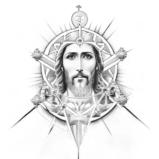  Christianity such as Jesus on the cross - a Faith over Fear quote and symbol - chakras / energy centers that go up the  tattoo design idea