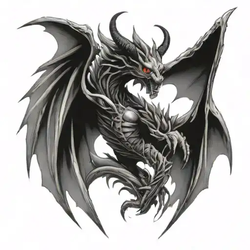 demon with wings of fire tattoo design idea