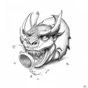 devil welding tattoo design idea