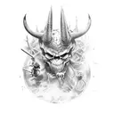 devil welding tattoo design idea