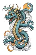 Fire Water Chinese dragon tattoo design idea