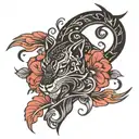 thick black wonan  tattoo design idea