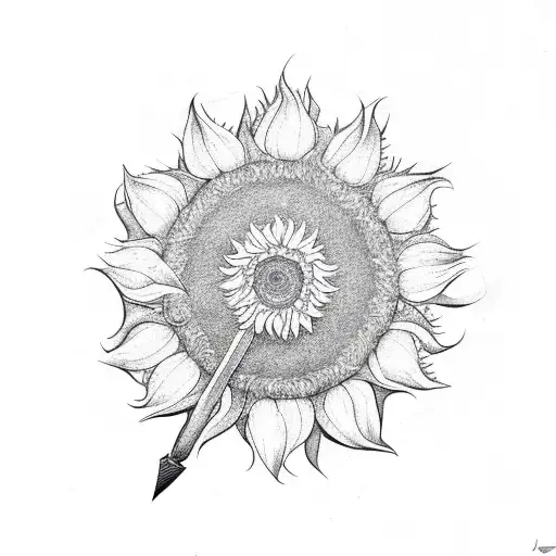 ukrainian trident with sunflower tattoo design idea
