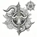 trishul and Taurus sign tattoo tattoo design idea