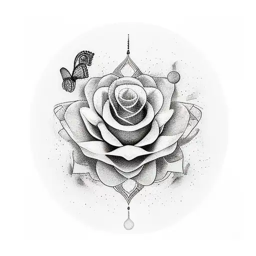 Buda com uma flor de lótus embaixo e atrás mantras em círculo  tattoo design idea