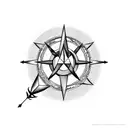 arrow with half compass & closs tattoo design idea