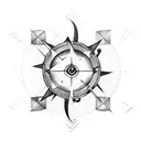 arrow with half compass & closs tattoo design idea