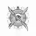 arrow with half compass & closs tattoo design idea