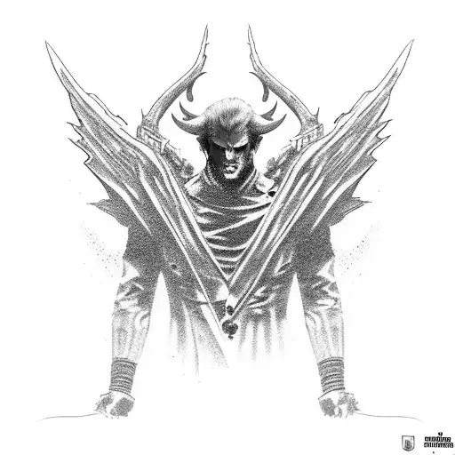 Devil may cry game, 2 guns, red thunder, hell, 666,  tattoo design idea