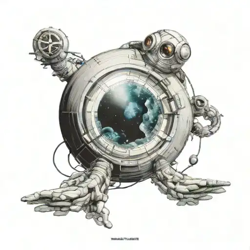 With inspiration from the album cover of Currents by tame impala, the tattoo should have a space theme, realistic styl tattoo design idea