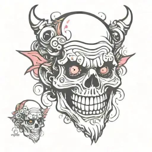 skull clown face tattoo design idea