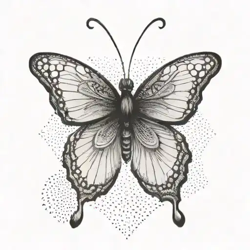 Symmetrical Butterfly with thin pointed wings tattoo design idea