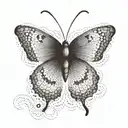Symmetrical Butterfly with thin pointed wings tattoo design idea