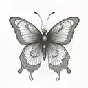 Symmetrical Butterfly with thin pointed wings tattoo design idea