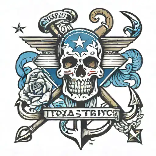 texas tech and navy anchor tattoo design idea