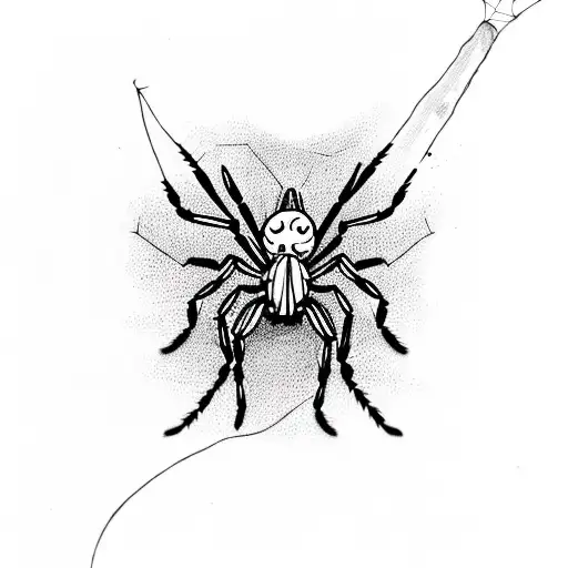 kill spider and party in her web tattoo design idea