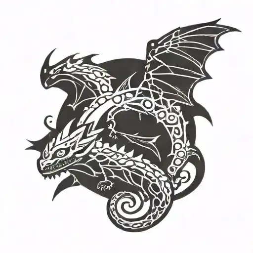 dreamworks logo, spirit, how to train your dragon intertwined tattoo design idea