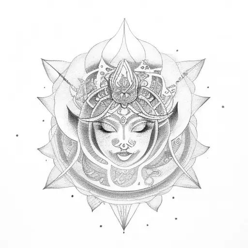 libra lotus moon goddess tattoo design idea