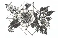 virgo constellation, poppy flower, geometric,  tattoo design idea