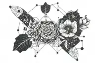 virgo constellation, poppy flower, geometric,  tattoo design idea