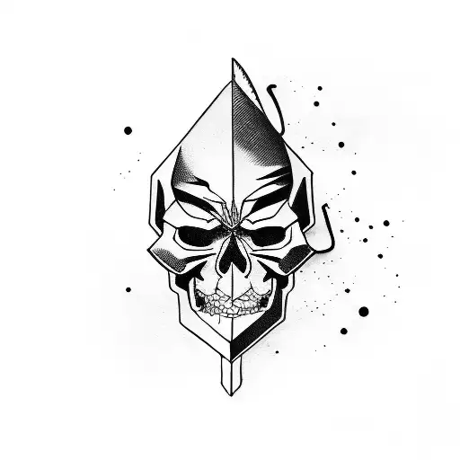 Japanese, swords, skull, forearm tattoo design idea