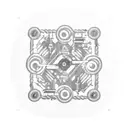 A computer circuit board intertwined with fishing hooks and musical notes, representing the client's occupations and interests tattoo design idea