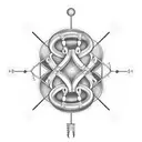 A computer circuit board intertwined with fishing hooks and musical notes, representing the client's occupations and interests tattoo design idea