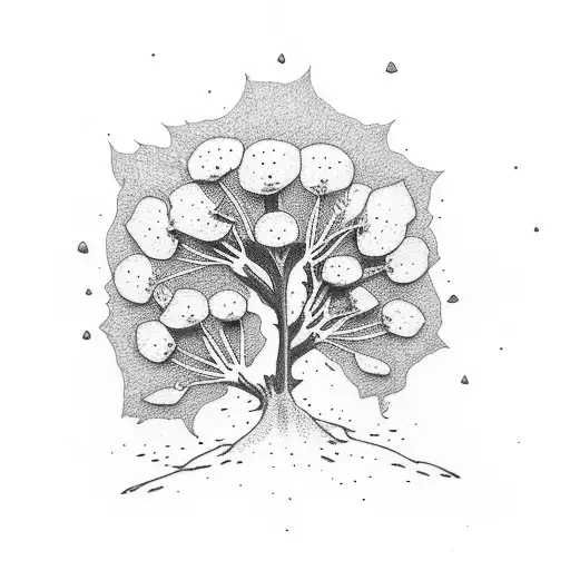 cedar tree and buttercup flower tattoo design idea