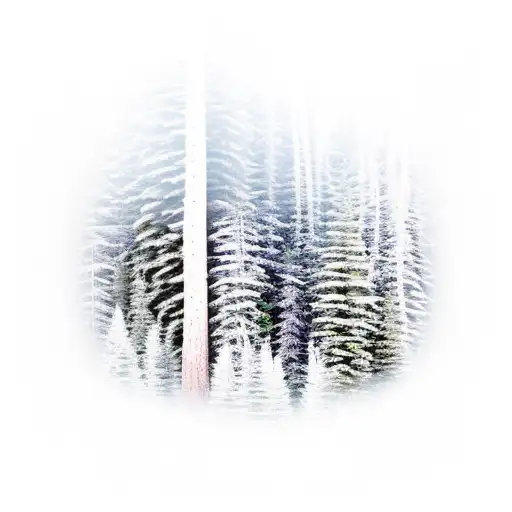 canadian forest, cabin, night time, trees, lake tattoo design idea