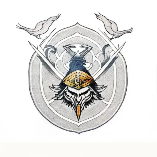 Odin with Yggdrasil and ravens tattoo design idea