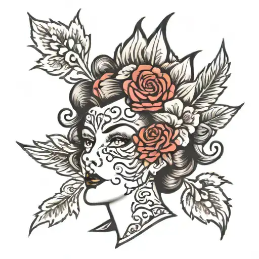 lady head tattoo tattoo design idea