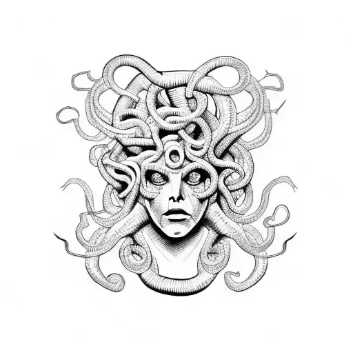 Medusa scary tattoo design idea
