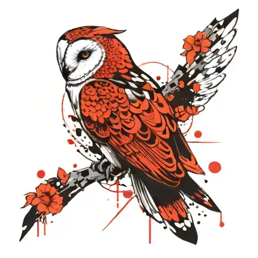 koi carp and barn owl tattoo design idea