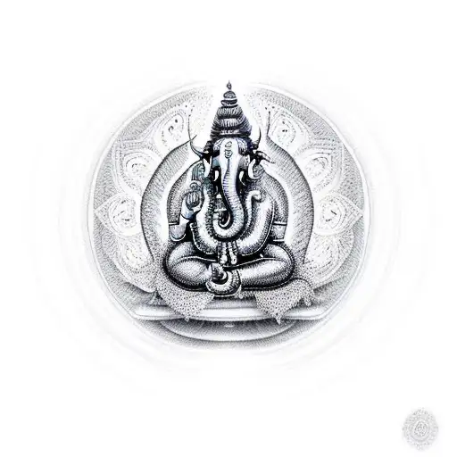 shiva ganpati hibiscous kailash trishul tattoo design idea