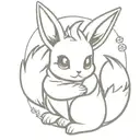 eevee hugging a small mahjong tile drawing tattoo design idea