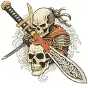 skull knight katana sword tattoo design idea