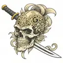 skull knight katana sword tattoo design idea