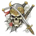 skull knight katana sword tattoo design idea