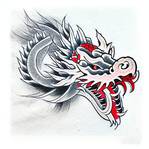 japanese dragon head tattoo design idea