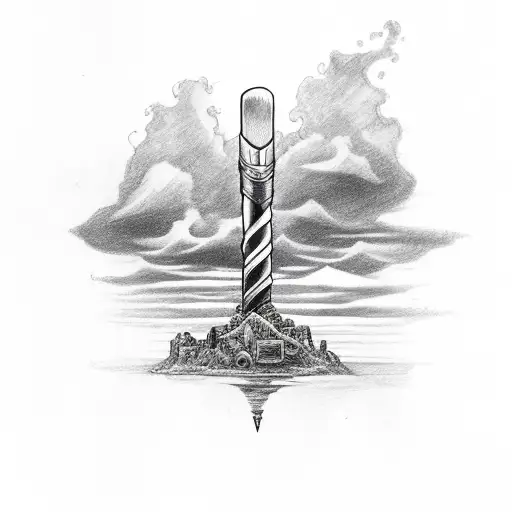Thor's Hammer with castle in background tattoo design idea