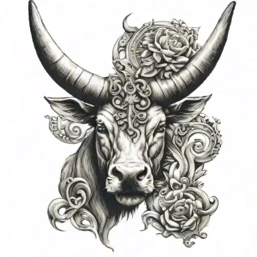 Taurus zodiac symbol half evil half angel tattoo design idea