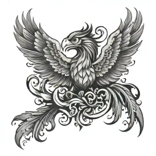 phoenix rising from the ashes tattoo design idea