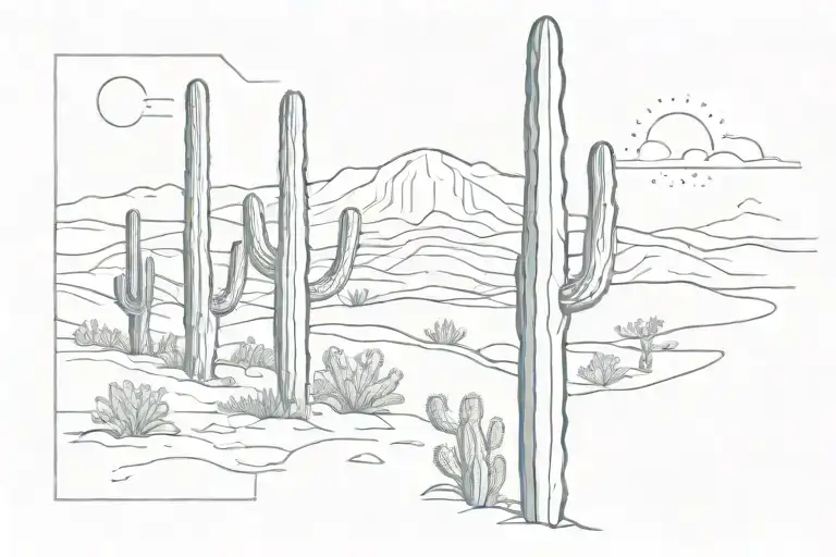 one desert pillar, hand letter "I'll be seeing you" in written text,  one singular saguaro cactus, only show one cactus  tattoo design idea