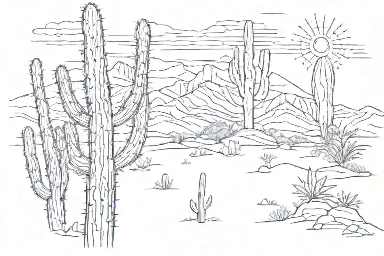 desert pillar, "I'll be seeing you" in cursive text, saguaro cactus  tattoo design idea