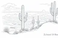 one desert pillar, hand letter "I'll be seeing you" in written text,  one singular saguaro cactus tattoo design idea