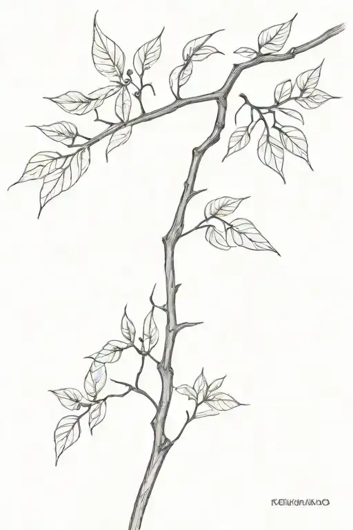 long apple tree branch tattoo design idea