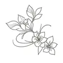 a simple text and simple flower surrounded tattoo design idea