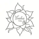 a simple text and simple flower surrounded tattoo design idea
