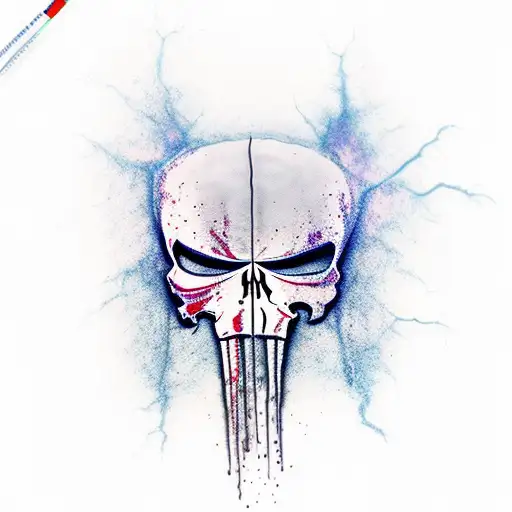 punisher skull lightning  tattoo design idea